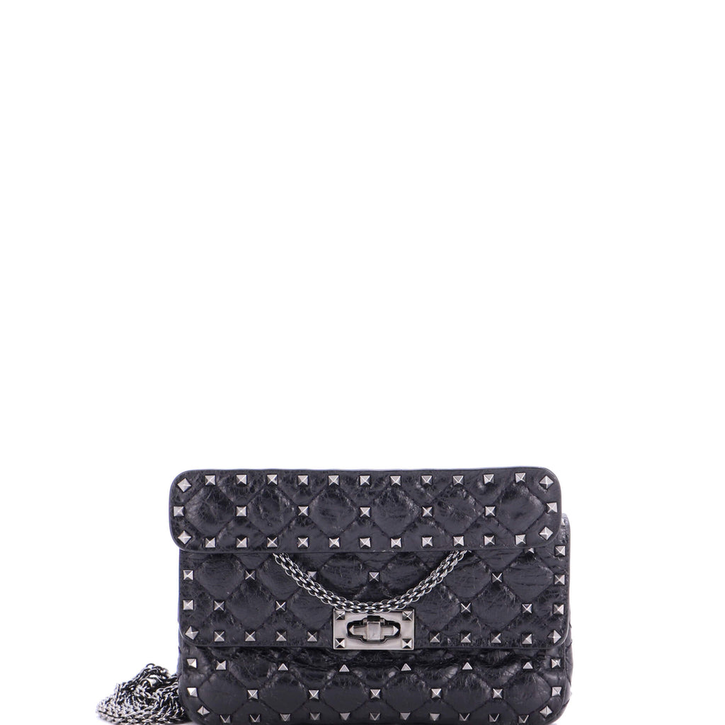 Rockstud Spike Flap Bag Quilted Leather Small