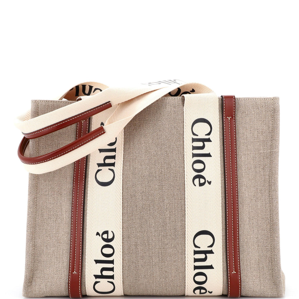 Woody Tote Canvas with Leather Medium