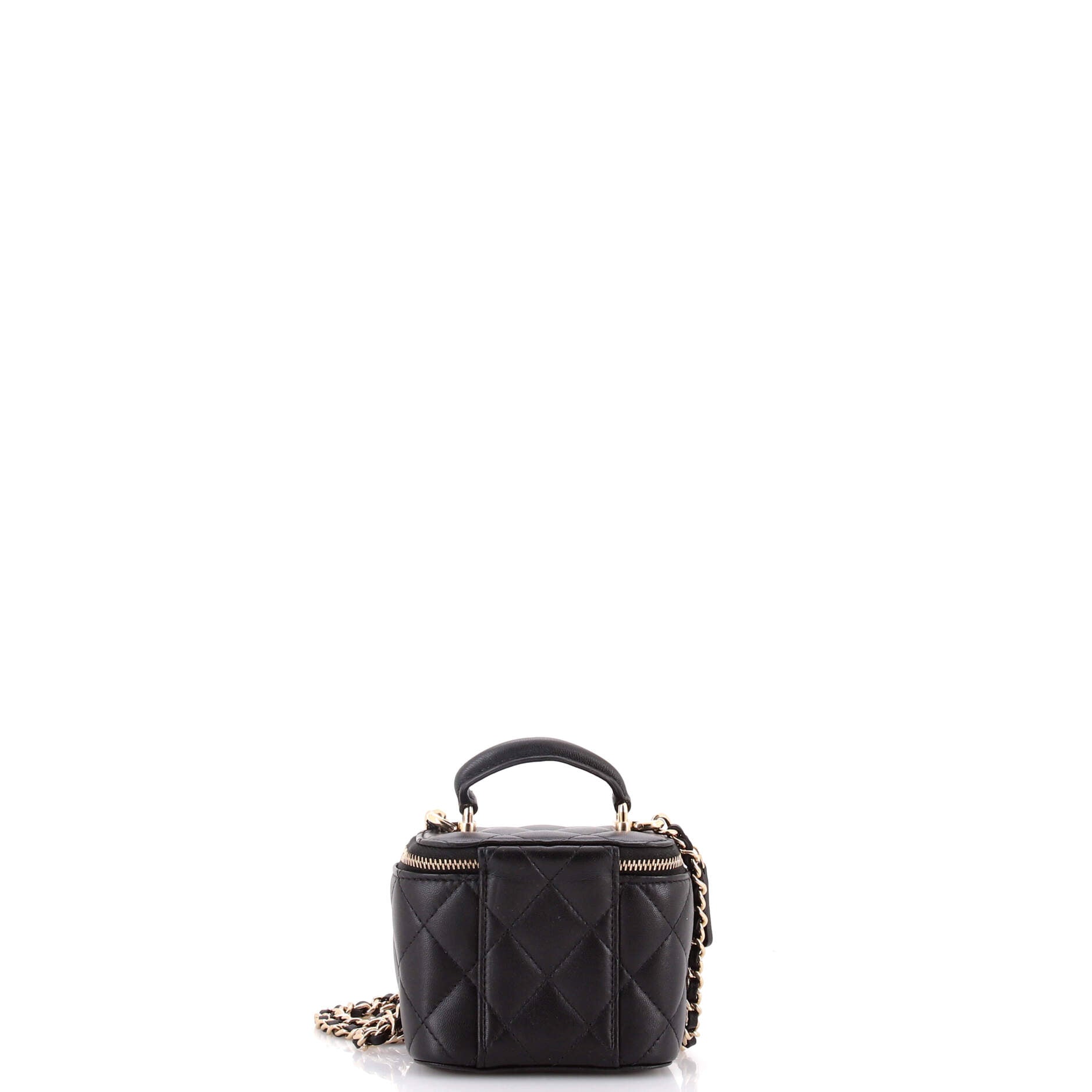 Classic Top Handle Vanity Case with Chain Quilted Lambskin Mini