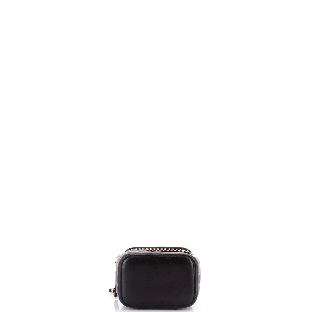 Classic Top Handle Vanity Case with Chain Quilted Lambskin Mini