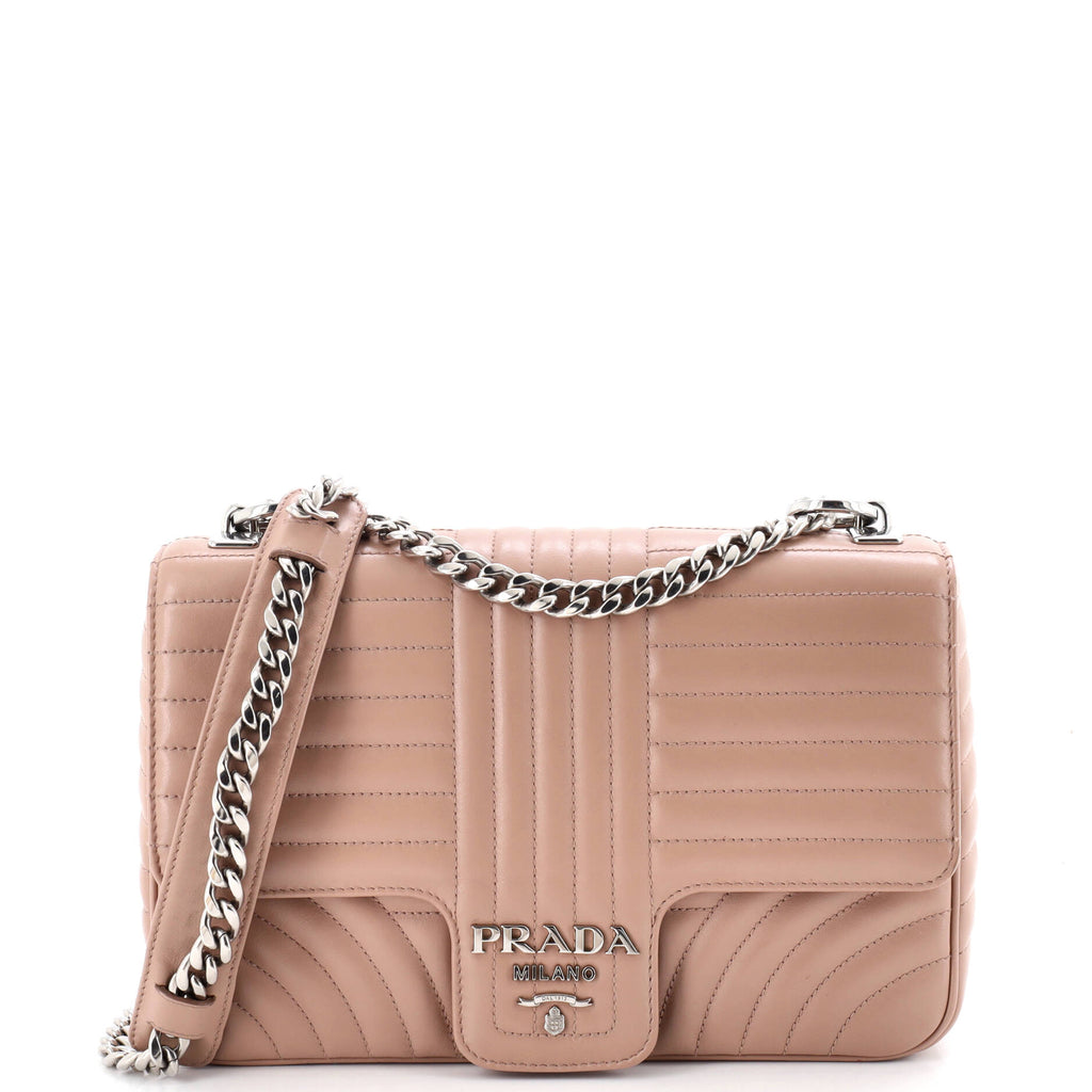 Chain Flap Shoulder Bag Diagramme Quilted Leather Large