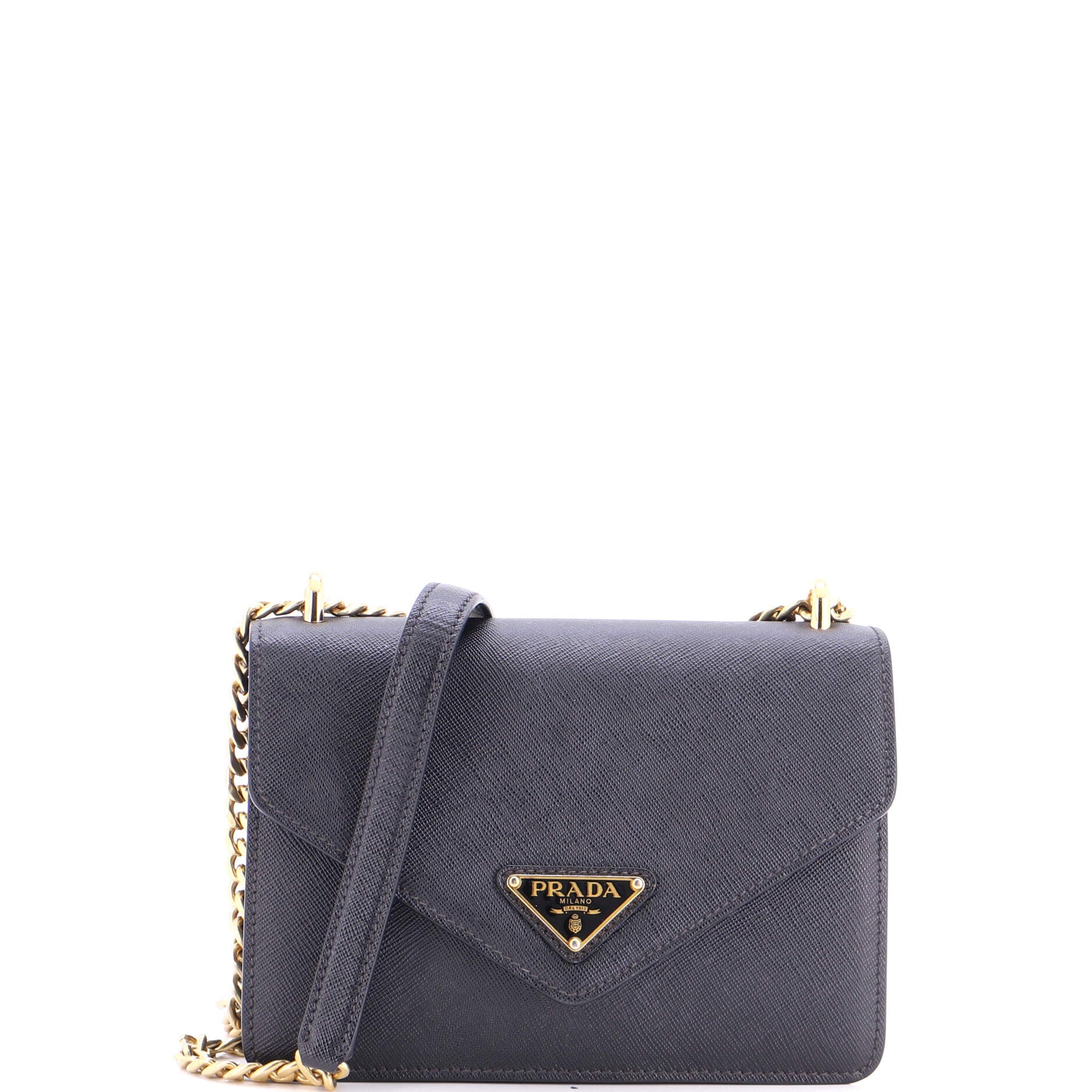 Envelope Flap Chain Shoulder bag Saffiano Leather Small