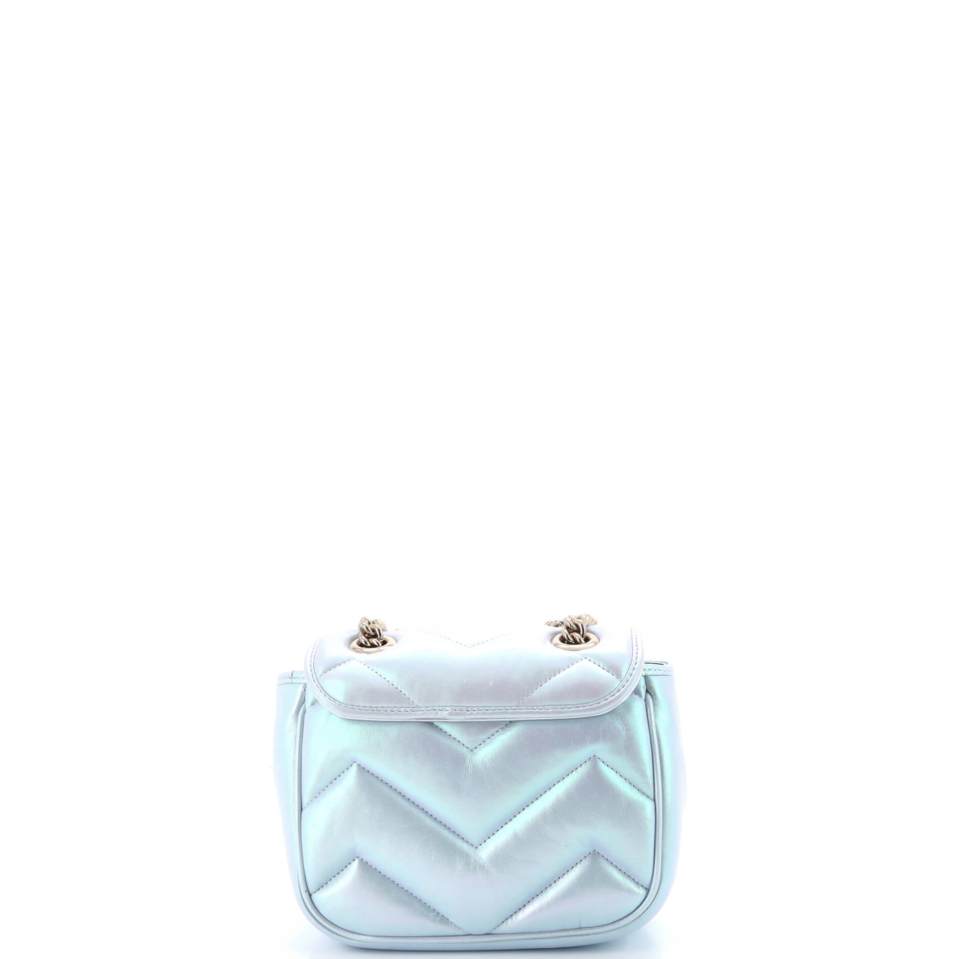 GG Marmont Square Flap Bag Chevron Iridescent Leather Mini