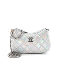 Hobo Clutch with Chain Quilted Iridescent Metallic Goatskin
