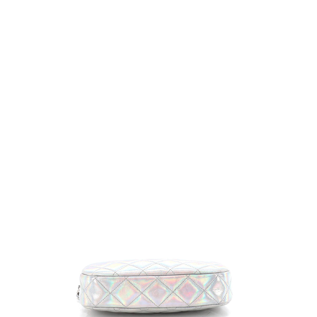 Hobo Clutch with Chain Quilted Iridescent Metallic Goatskin