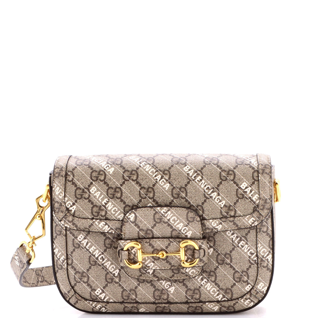 x Balenciaga The Hacker Project Horsebit 1955 Shoulder Bag GG Coated Canvas Mini