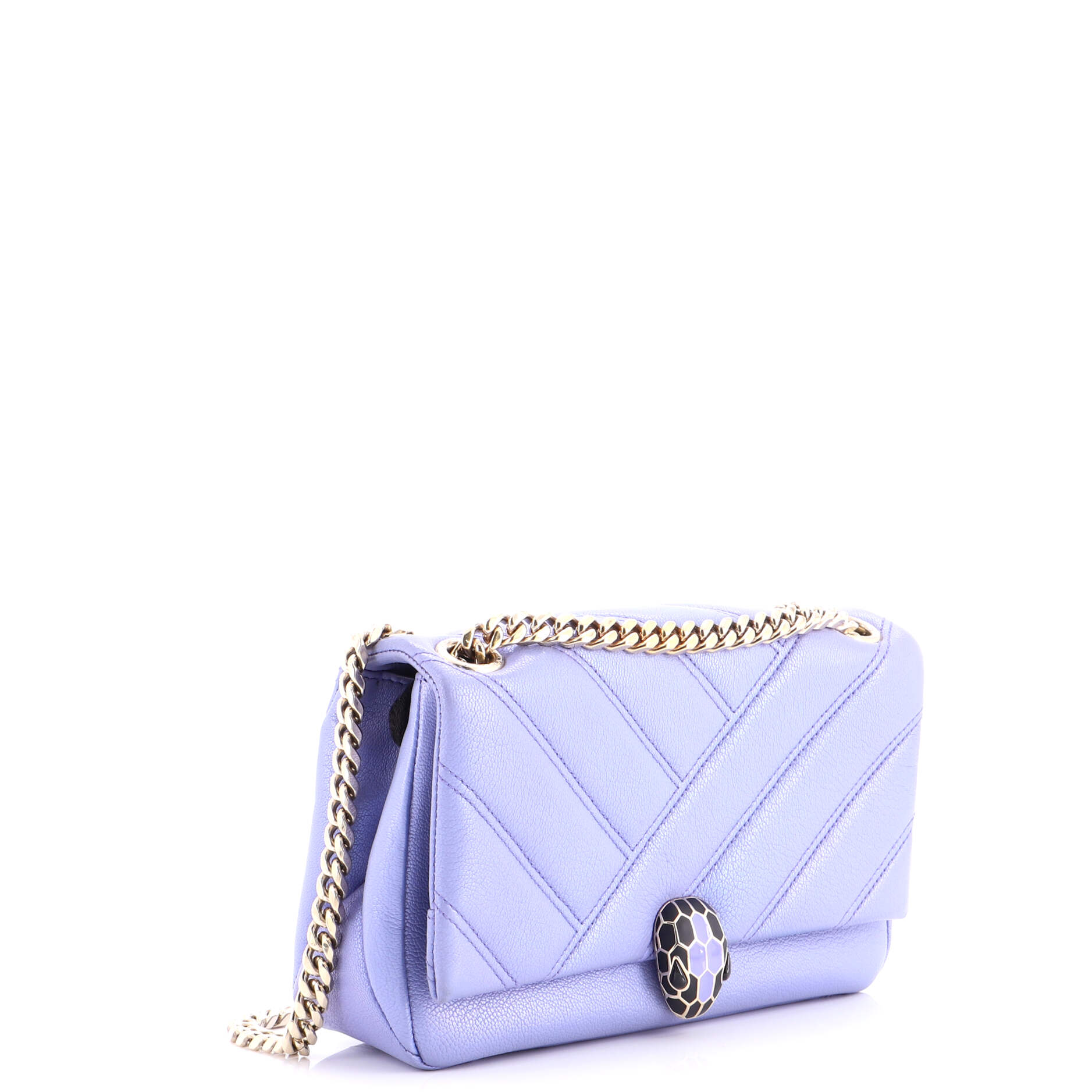 Serpenti Cabochon Shoulder Bag Diagonal Quilted Leather Small