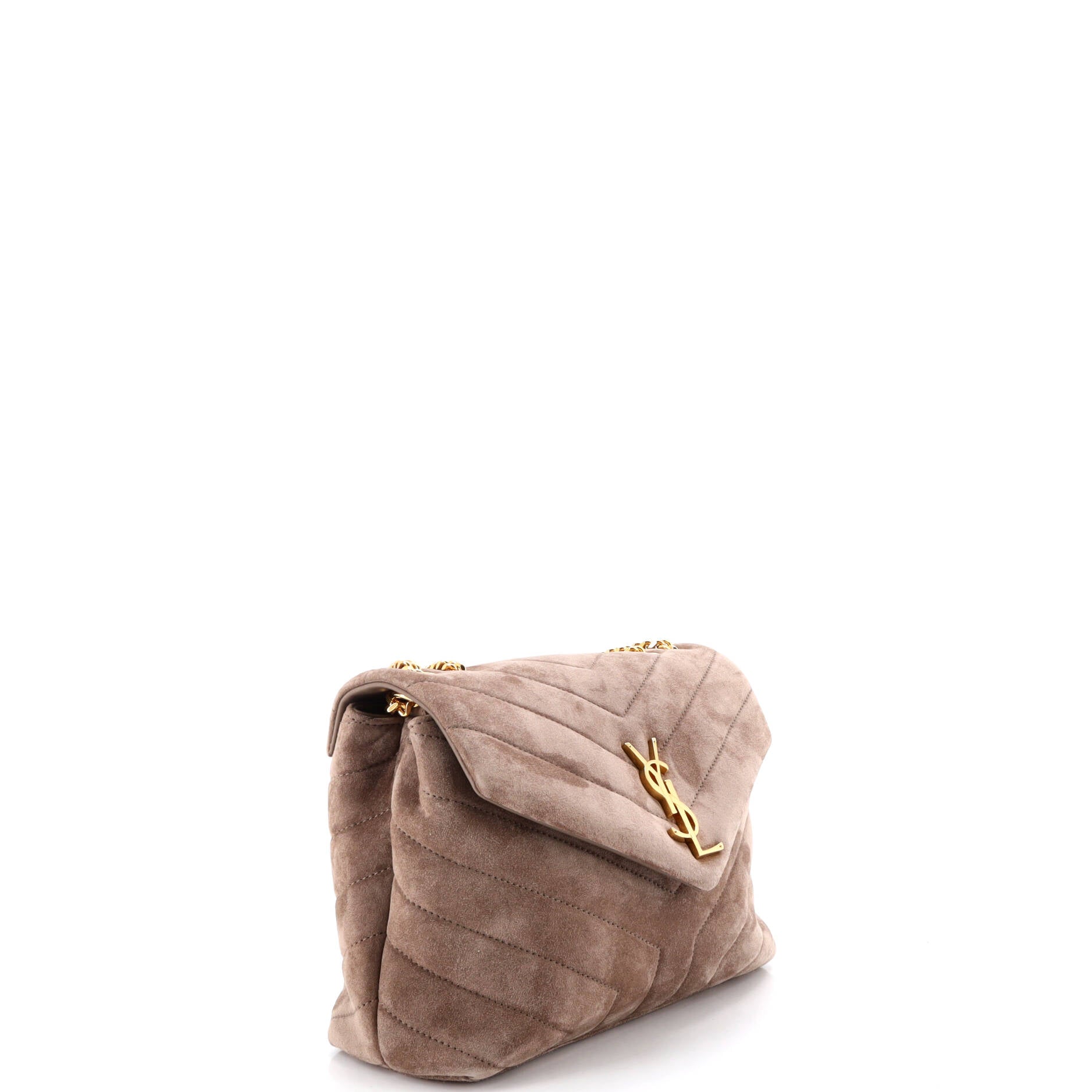 Loulou Shoulder Bag Matelasse Chevron Suede Small