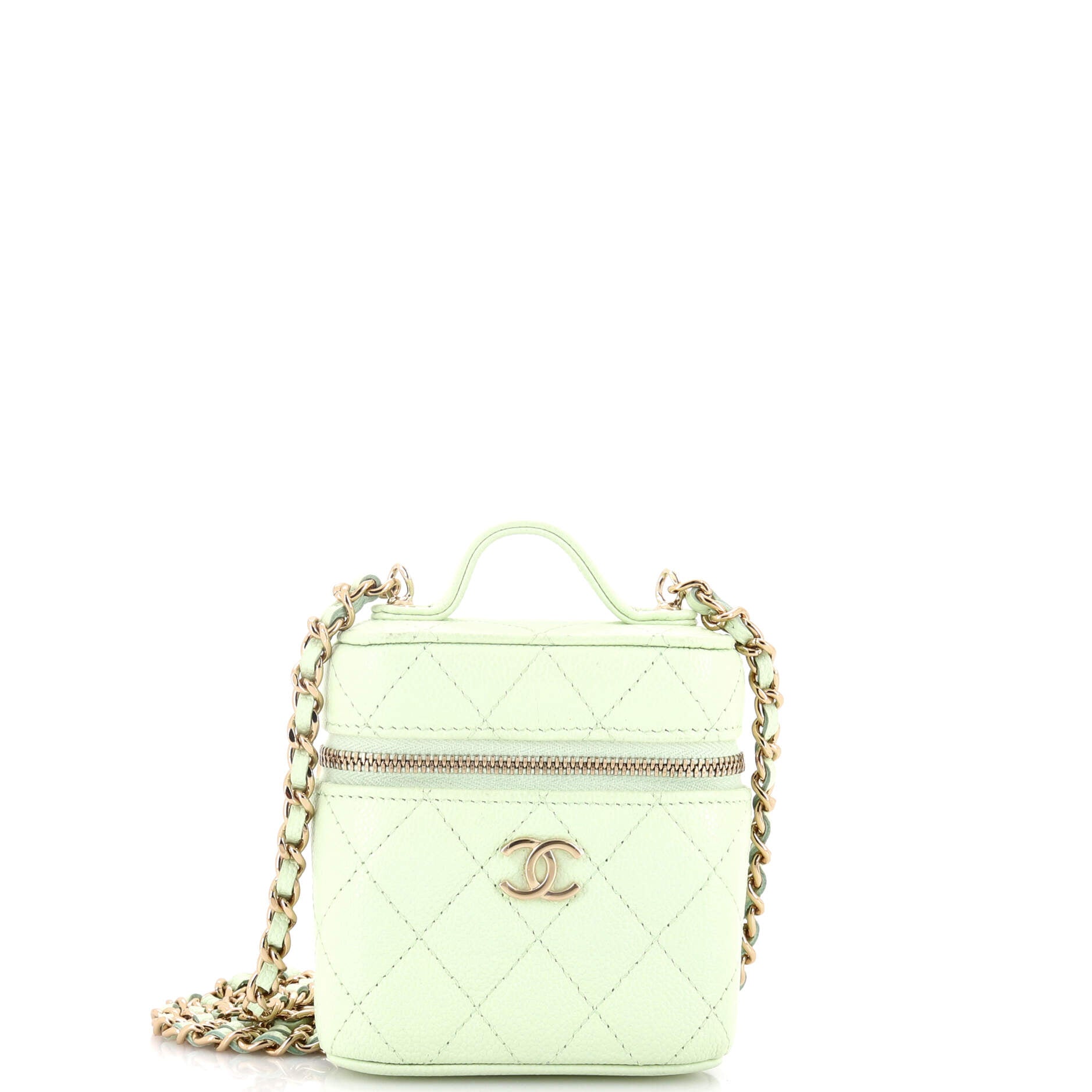 Handle with Care Vanity Case with Chain Quilted Caviar