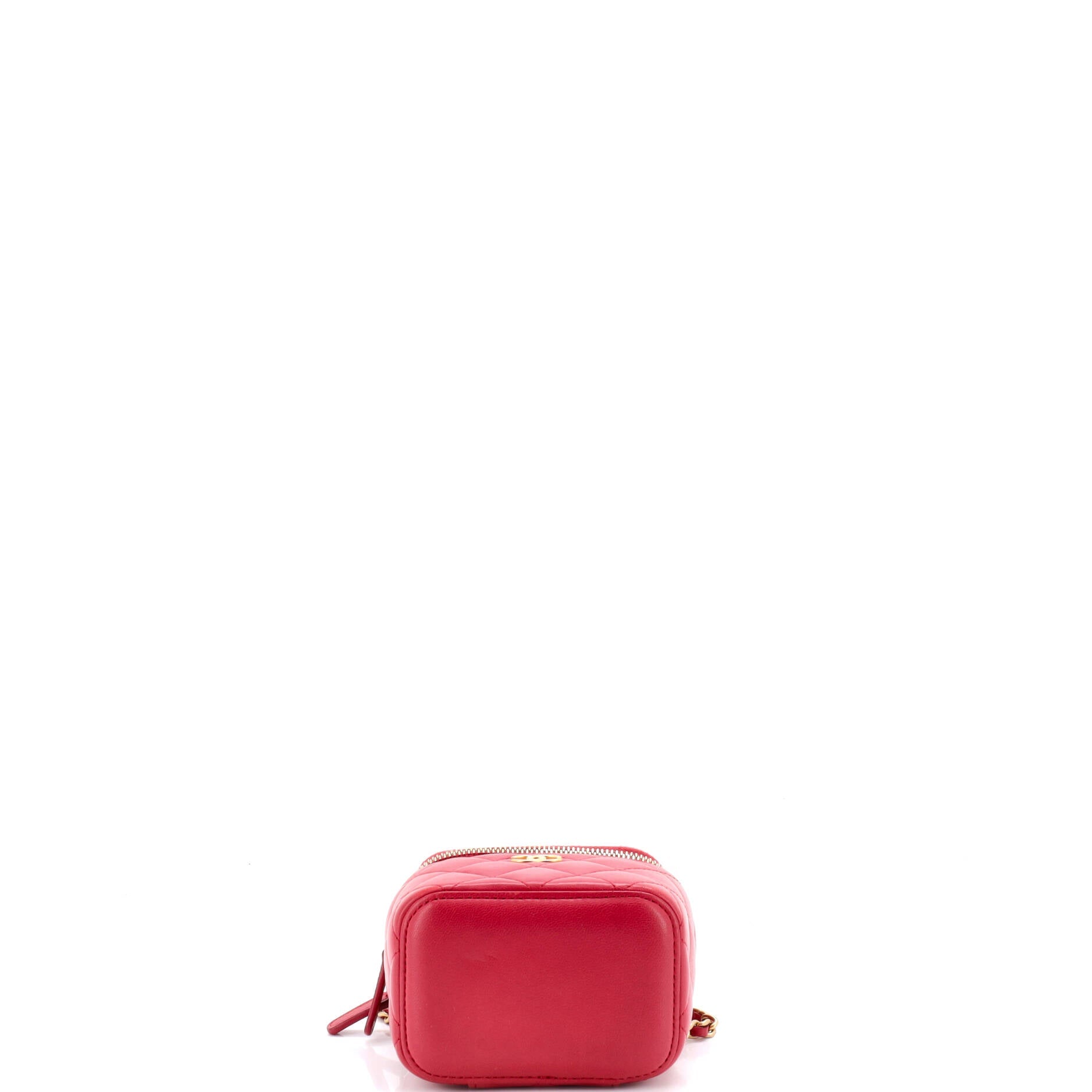 Classic Top Handle Vanity Case with Chain Quilted Lambskin Mini