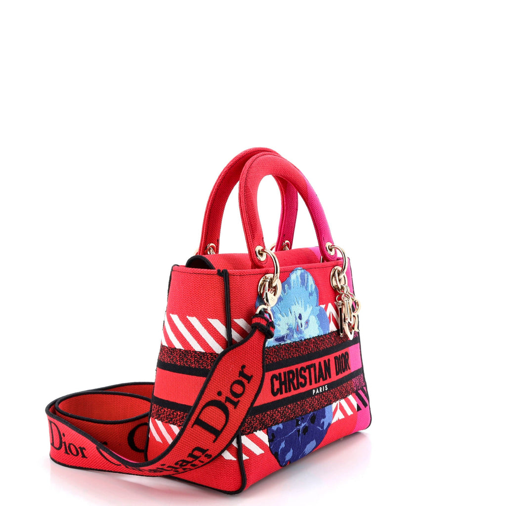 Lady D-Lite Bag Embroidered Canvas Medium
