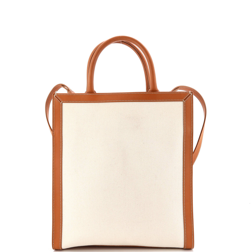 Vertical Cabas Tote Canvas with Leather Small
