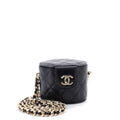 Resin Elegant Chain Tubular Vanity Case Quilted Lambskin Mini