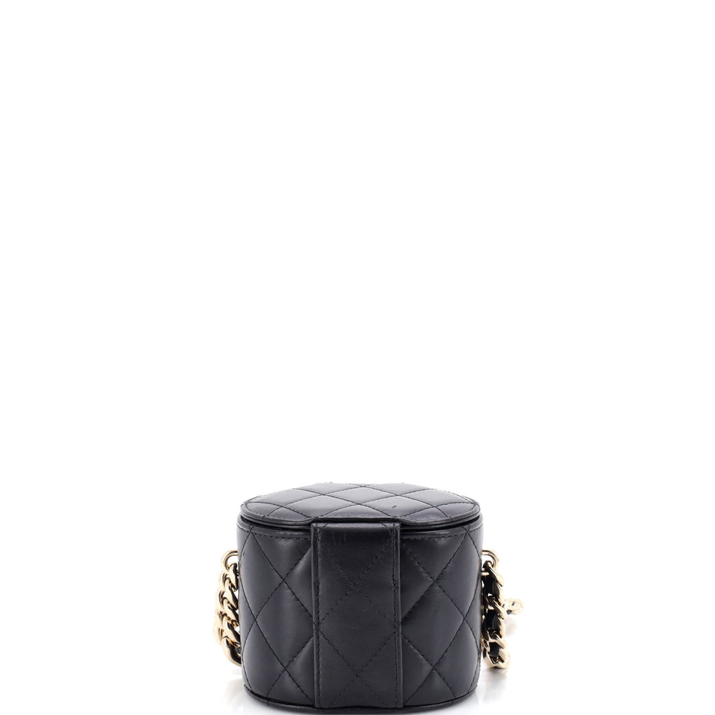 Resin Elegant Chain Tubular Vanity Case Quilted Lambskin Mini