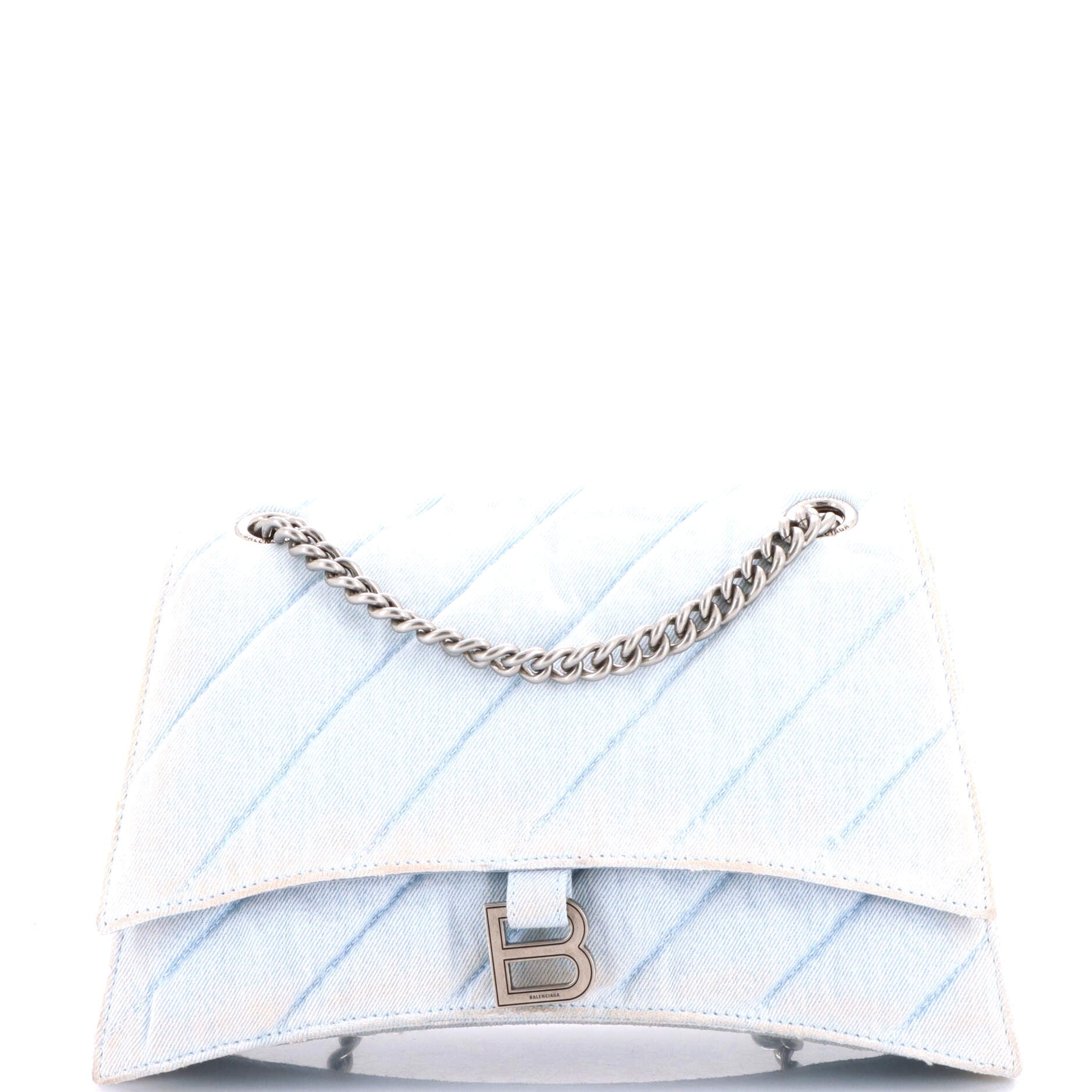 Crush Chain Flap Bag Quilted Denim Medium