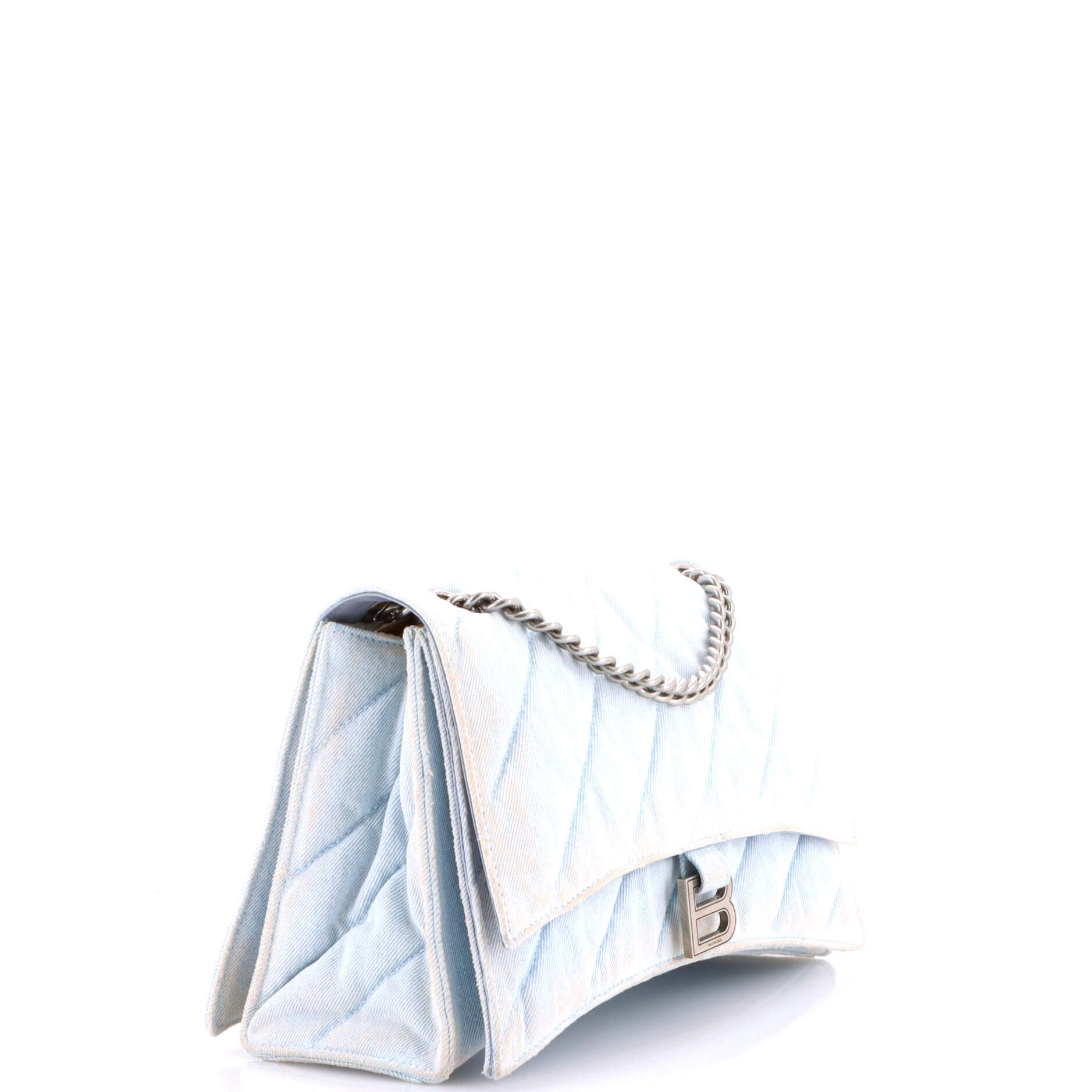 Crush Chain Flap Bag Quilted Denim Medium