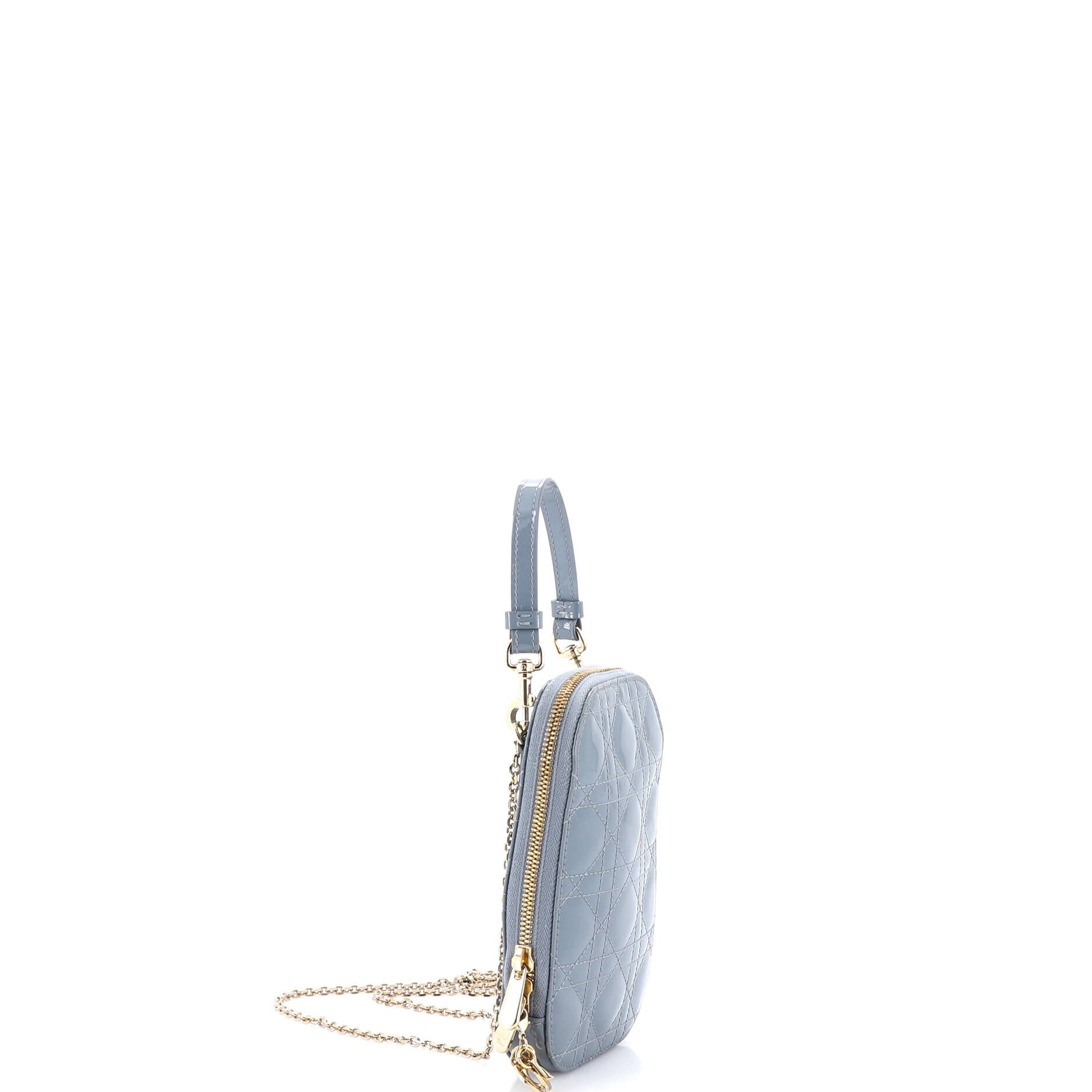 Lady Dior Phone Holder on Chain Cannage Quilt Patent