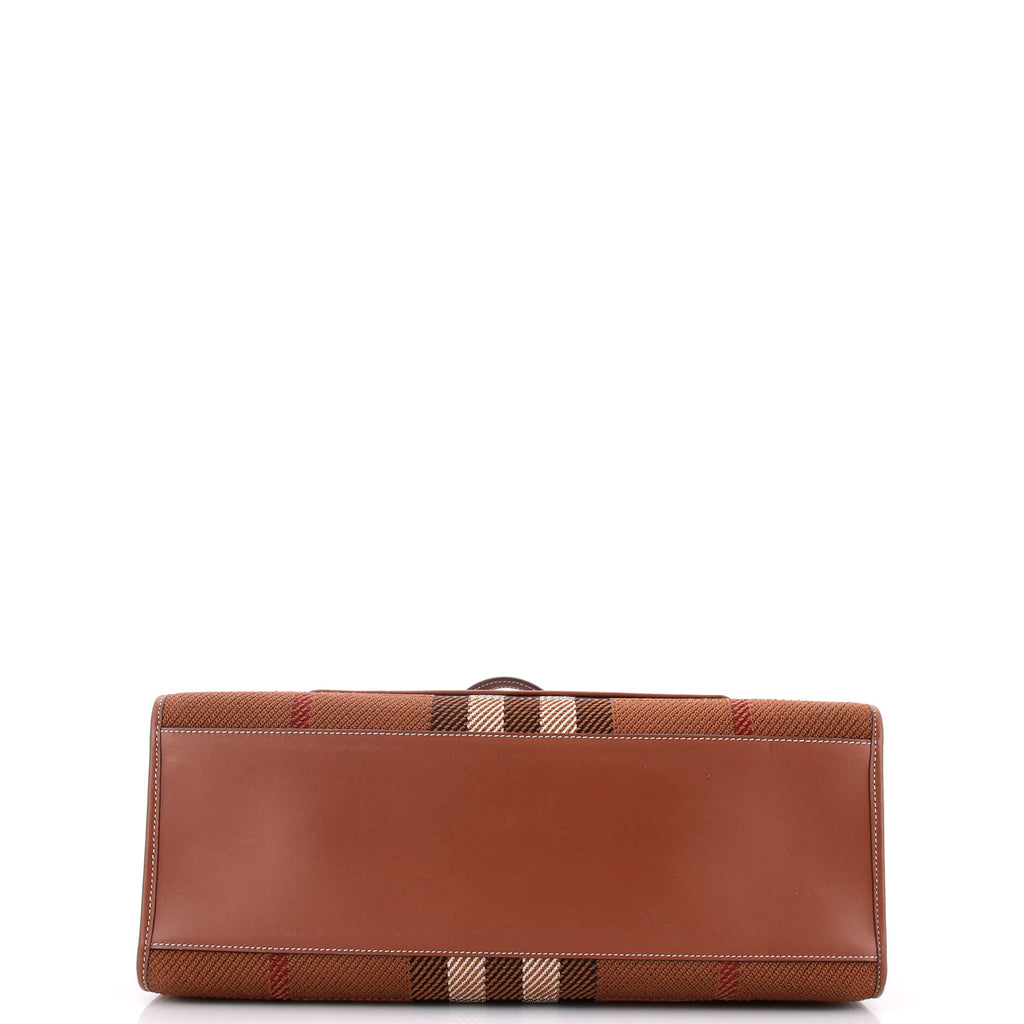 Freya Shopping Tote Check Canvas with Leather Medium