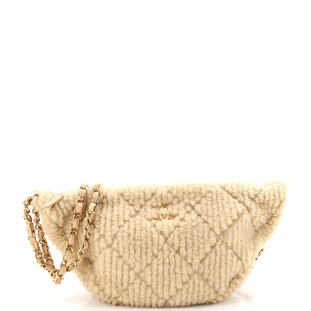 Coco Neige Half Moon Chain Hobo Quilted Shearling