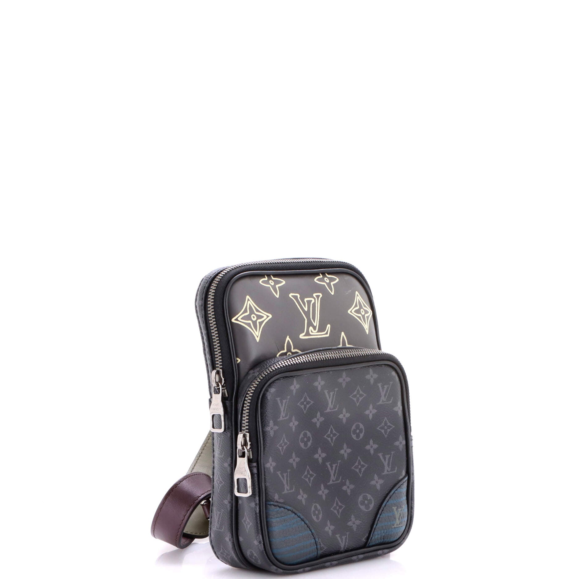 Amazone Sling Bag Patchwork Monogram Eclipse Canvas and Printed Leather