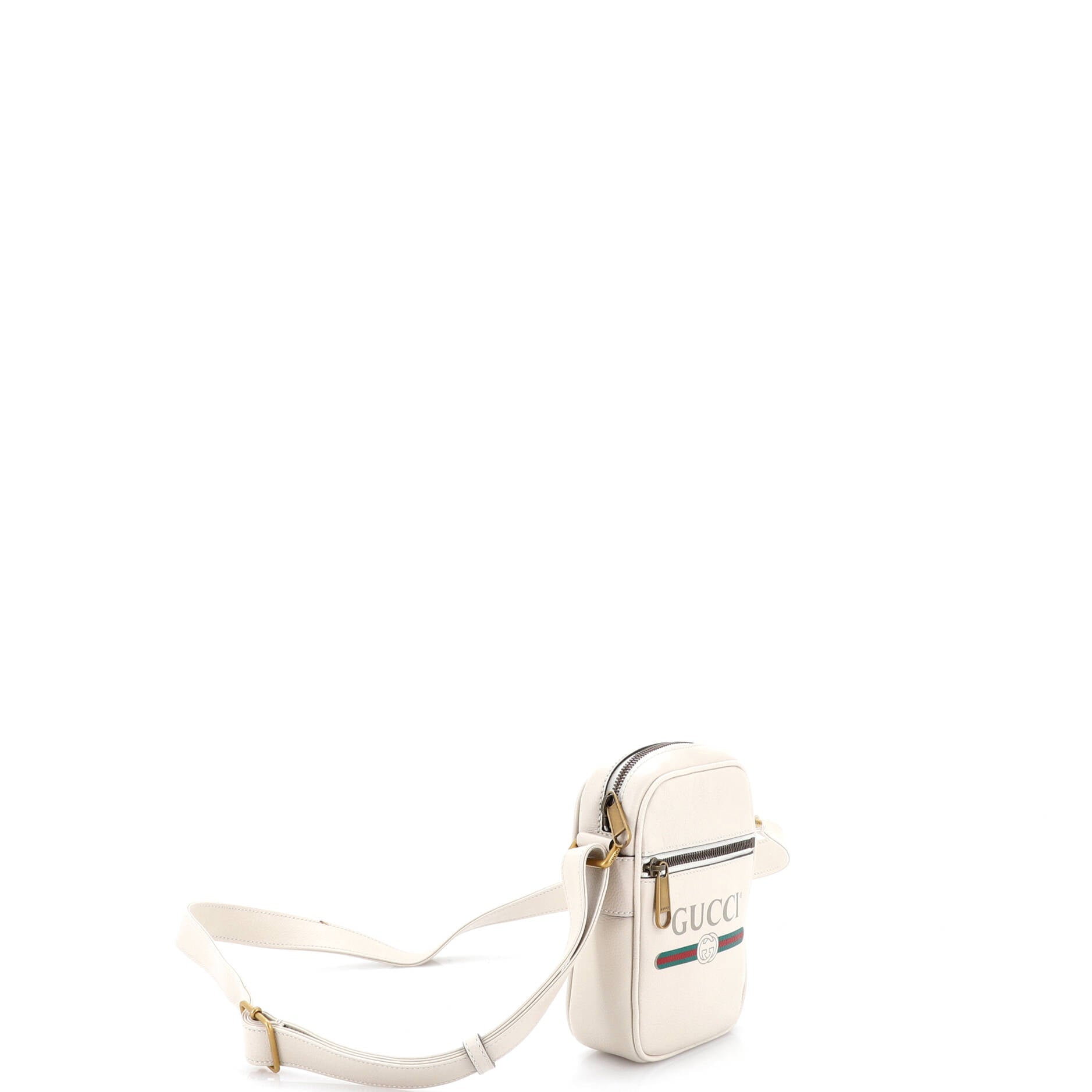 Logo Zip Messenger Bag Printed Leather Mini