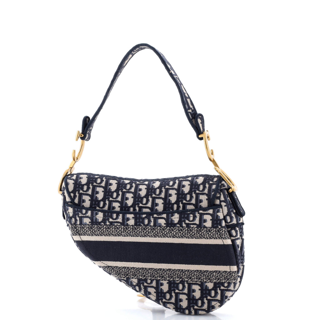 Saddle Handbag Logo Embroidered Oblique Canvas Medium