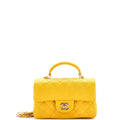 Classic Single Flap Top Handle Bag Quilted Lambskin Mini