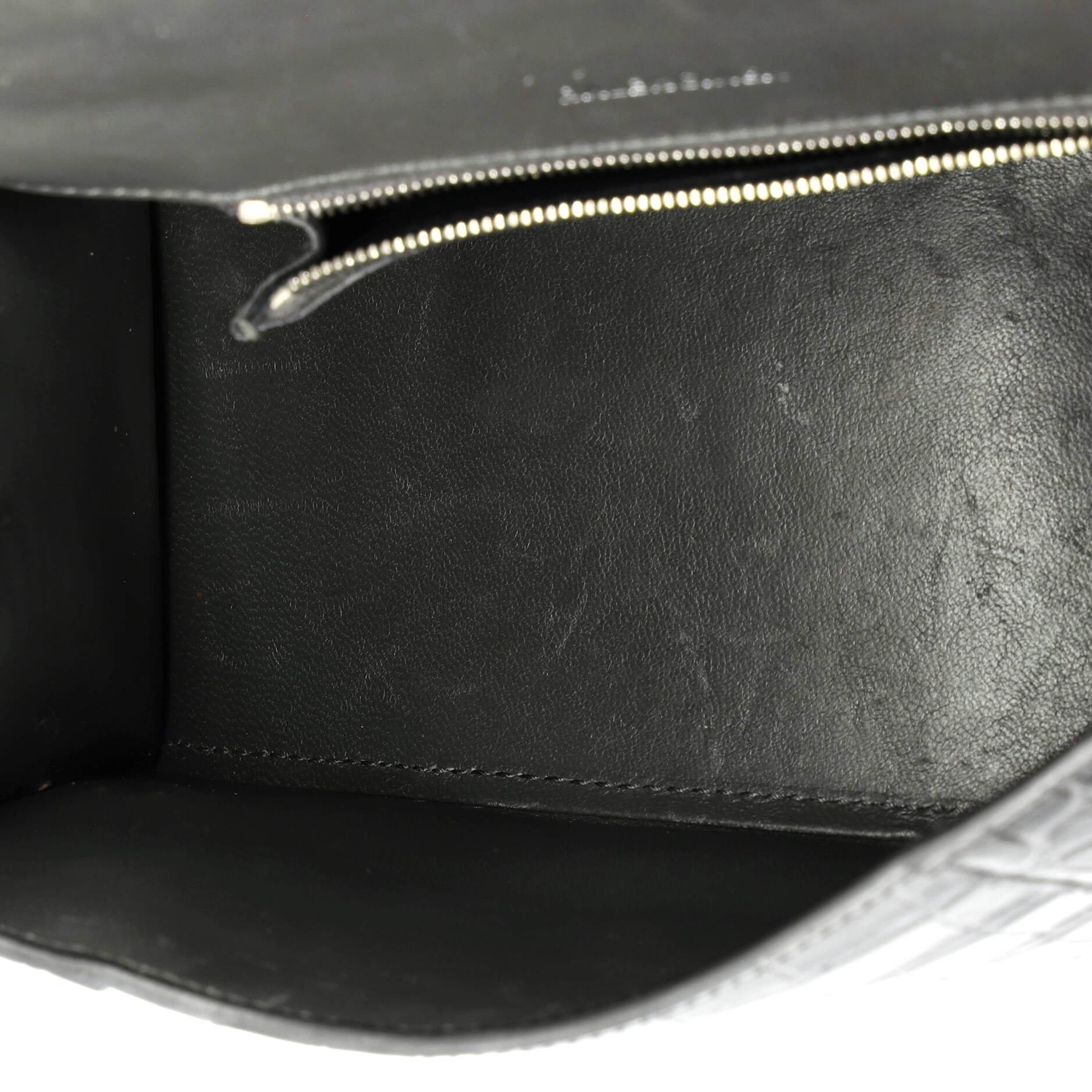 Hourglass Top Handle Bag Crocodile Embossed Leather Small