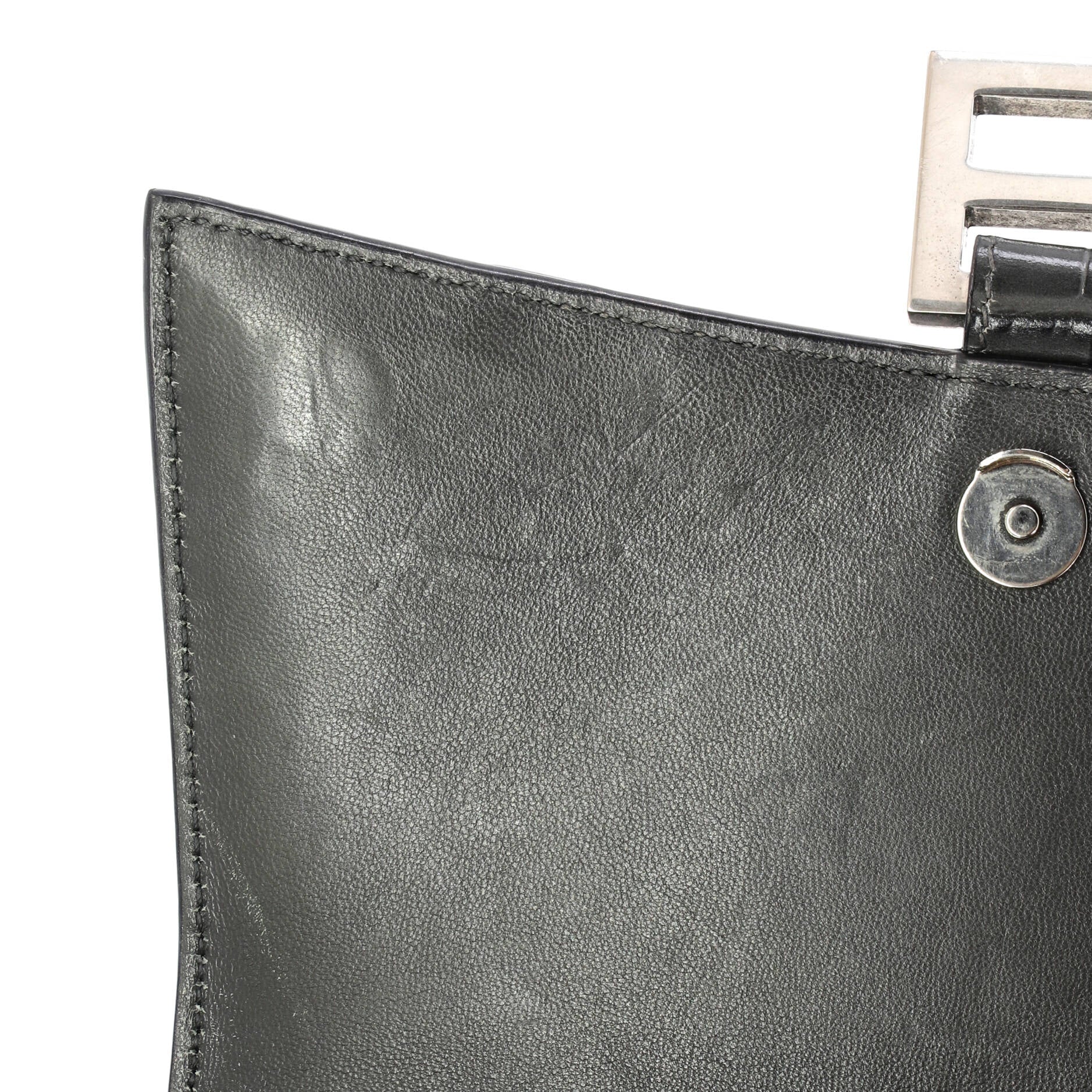 Hourglass Top Handle Bag Crocodile Embossed Leather Small