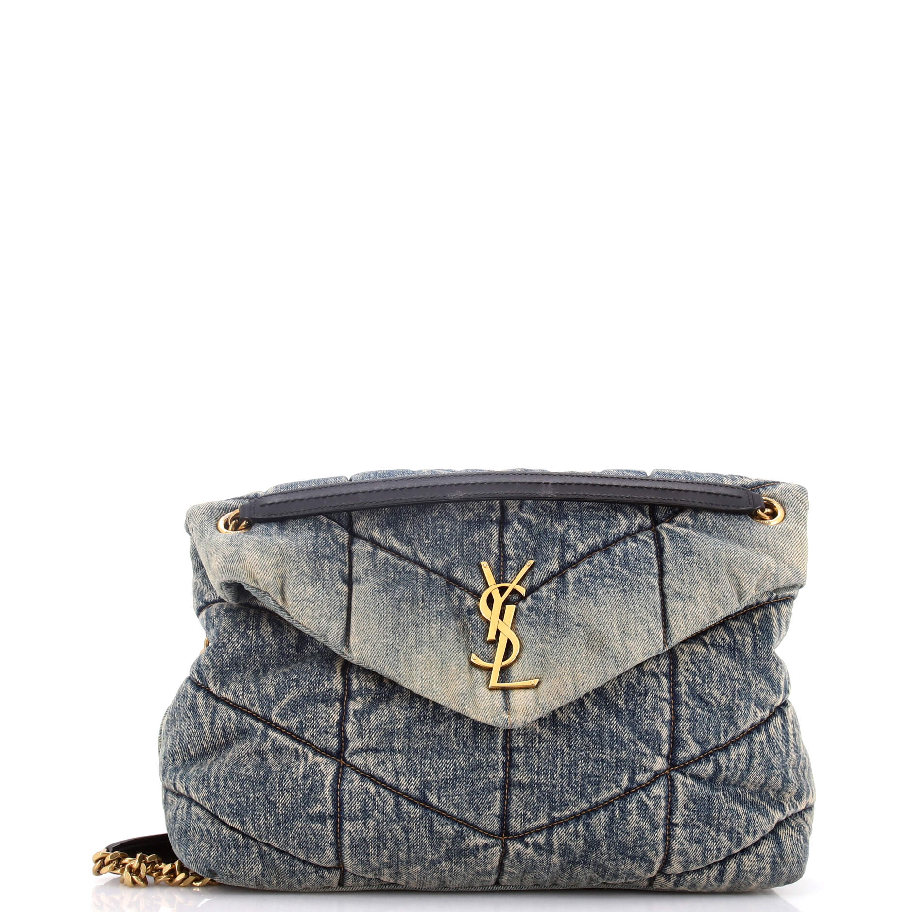 Loulou Puffer Shoulder Bag Quilted Vintage Denim Medium