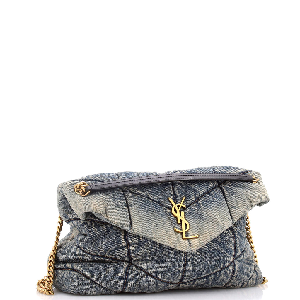 Loulou Puffer Shoulder Bag Quilted Vintage Denim Medium