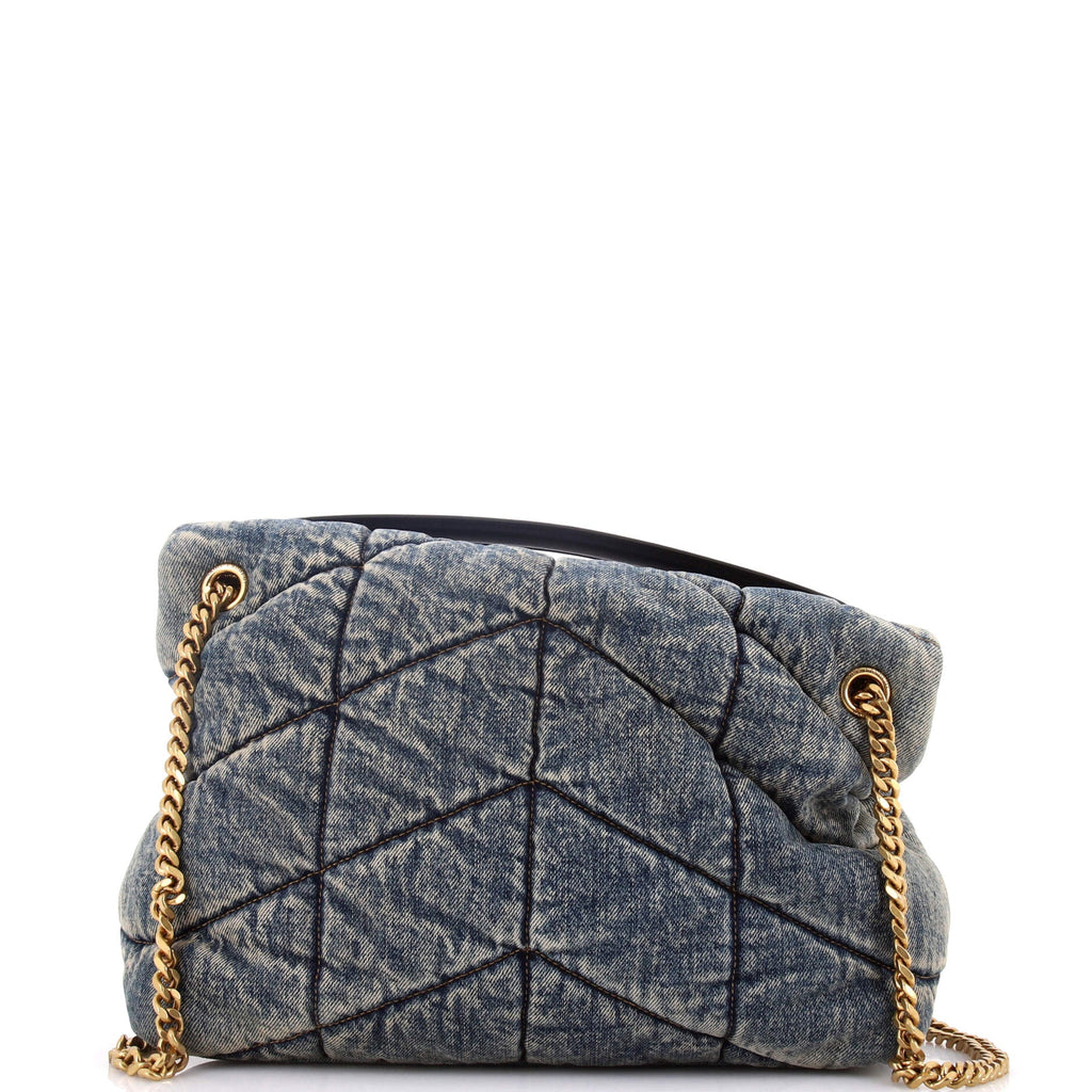 Loulou Puffer Shoulder Bag Quilted Vintage Denim Medium