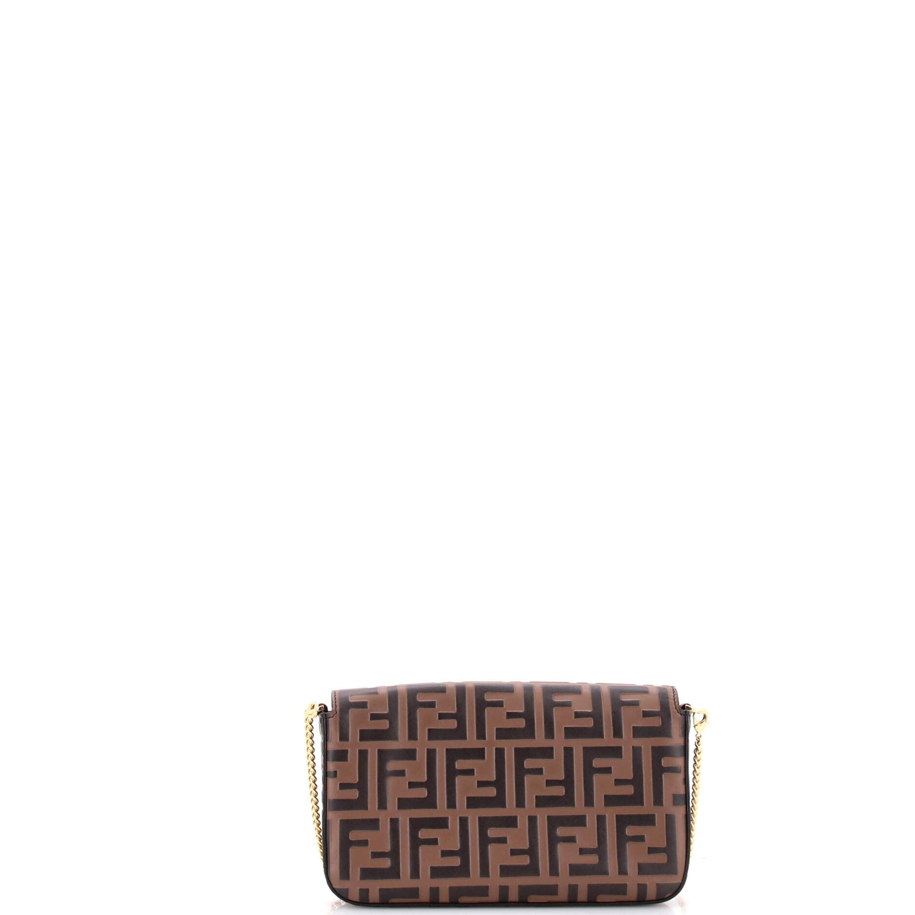 F is Fendi Envelope Clutch on Chain Zucca Embossed Leather