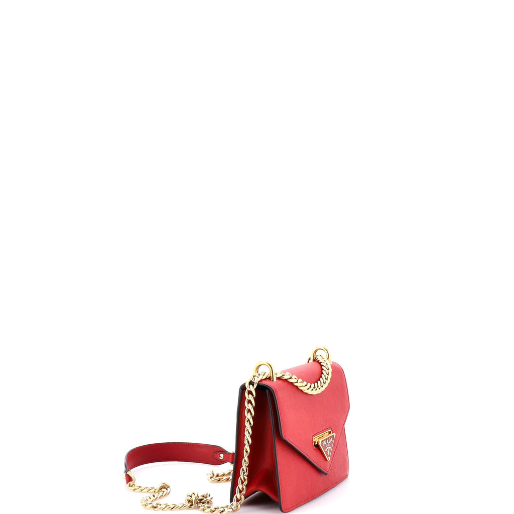 Envelope Flap Chain Shoulder bag Saffiano Leather Small