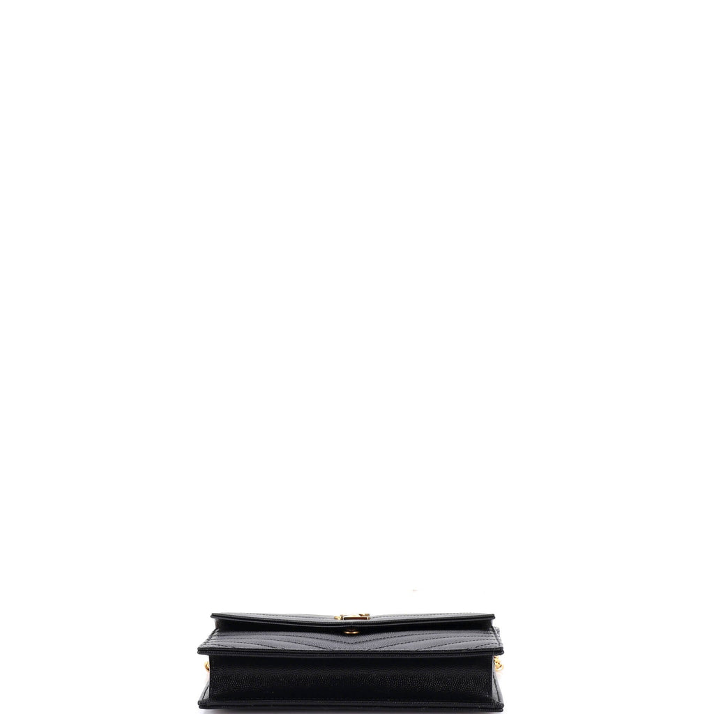 Classic Monogram Wallet on Chain Matelasse Chevron Leather Small