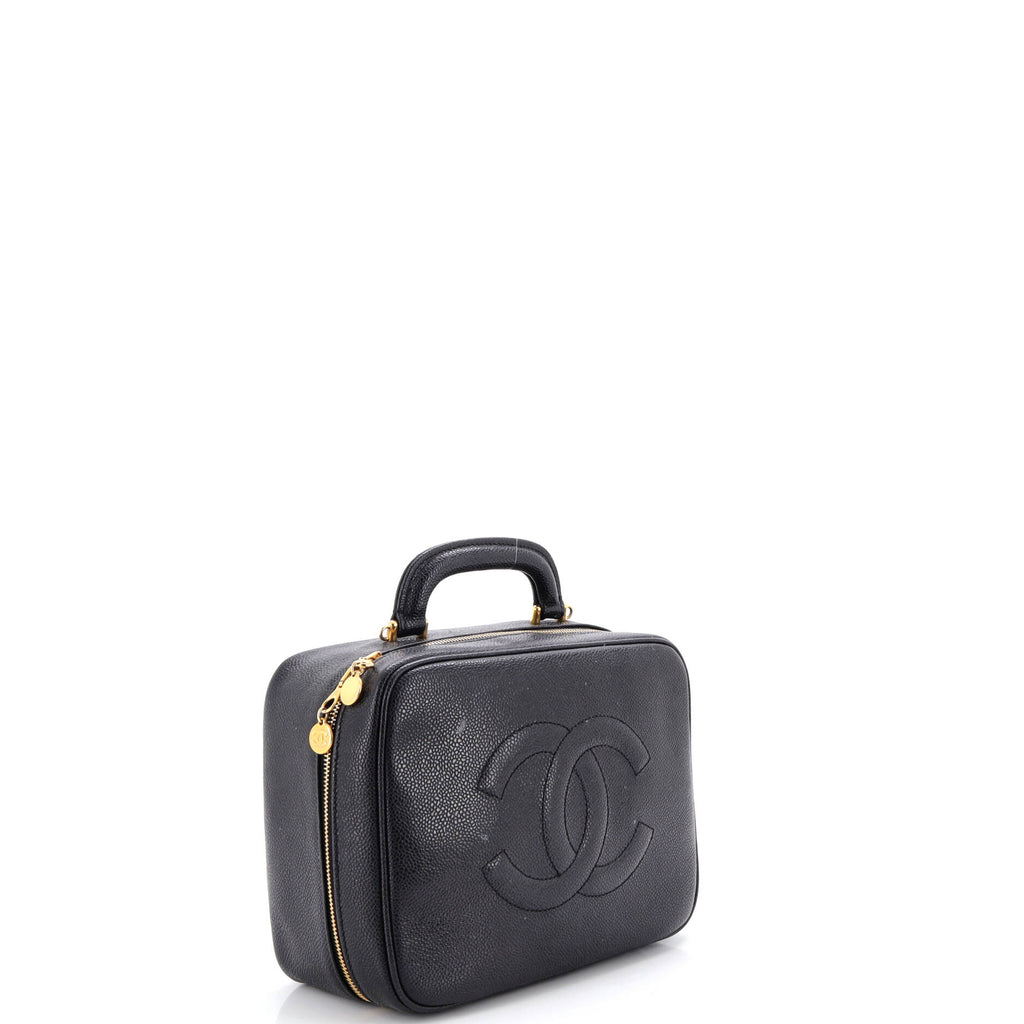 Vintage Timeless Zip Around Vanity Case Caviar Medium