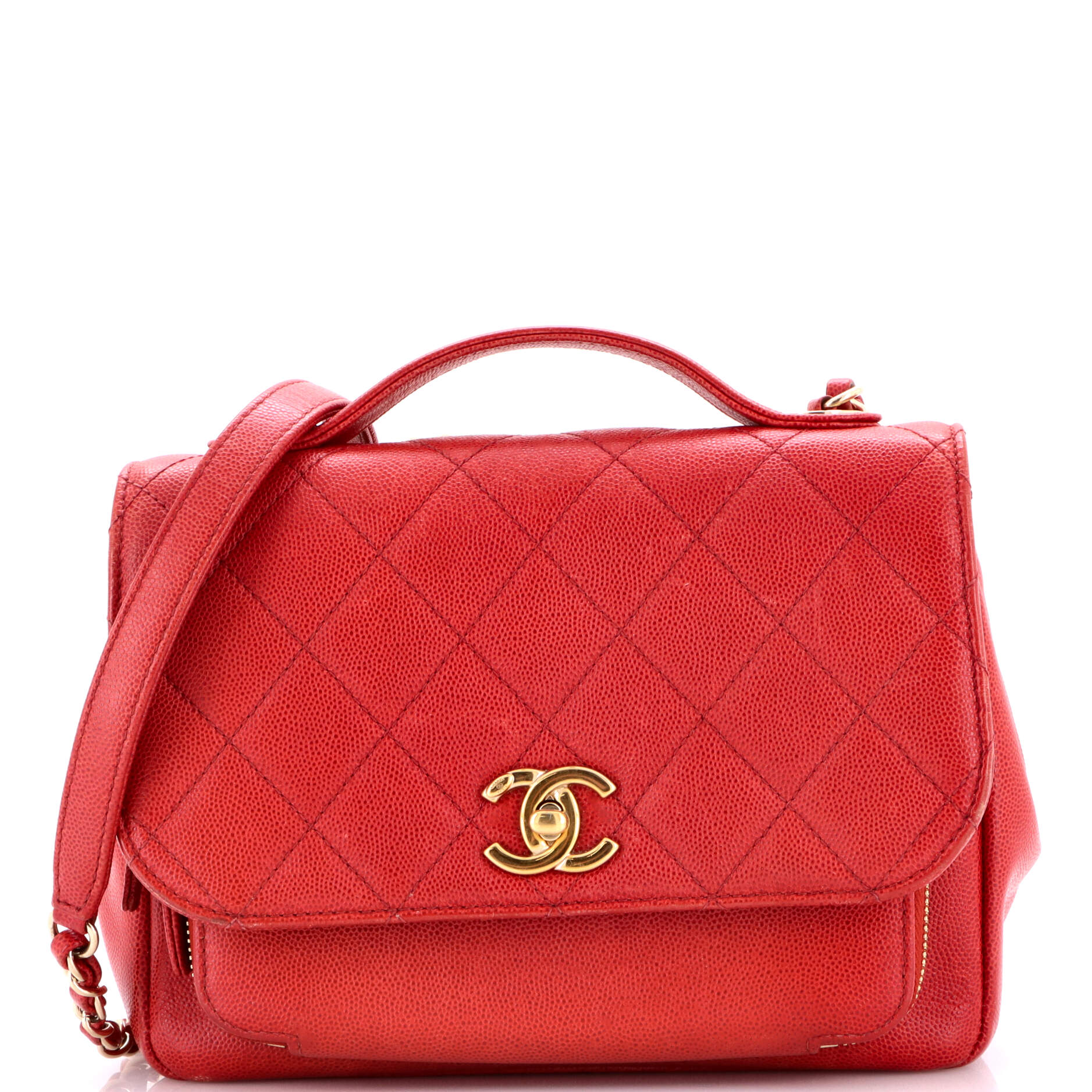 Business Affinity Flap Bag Quilted Caviar Small