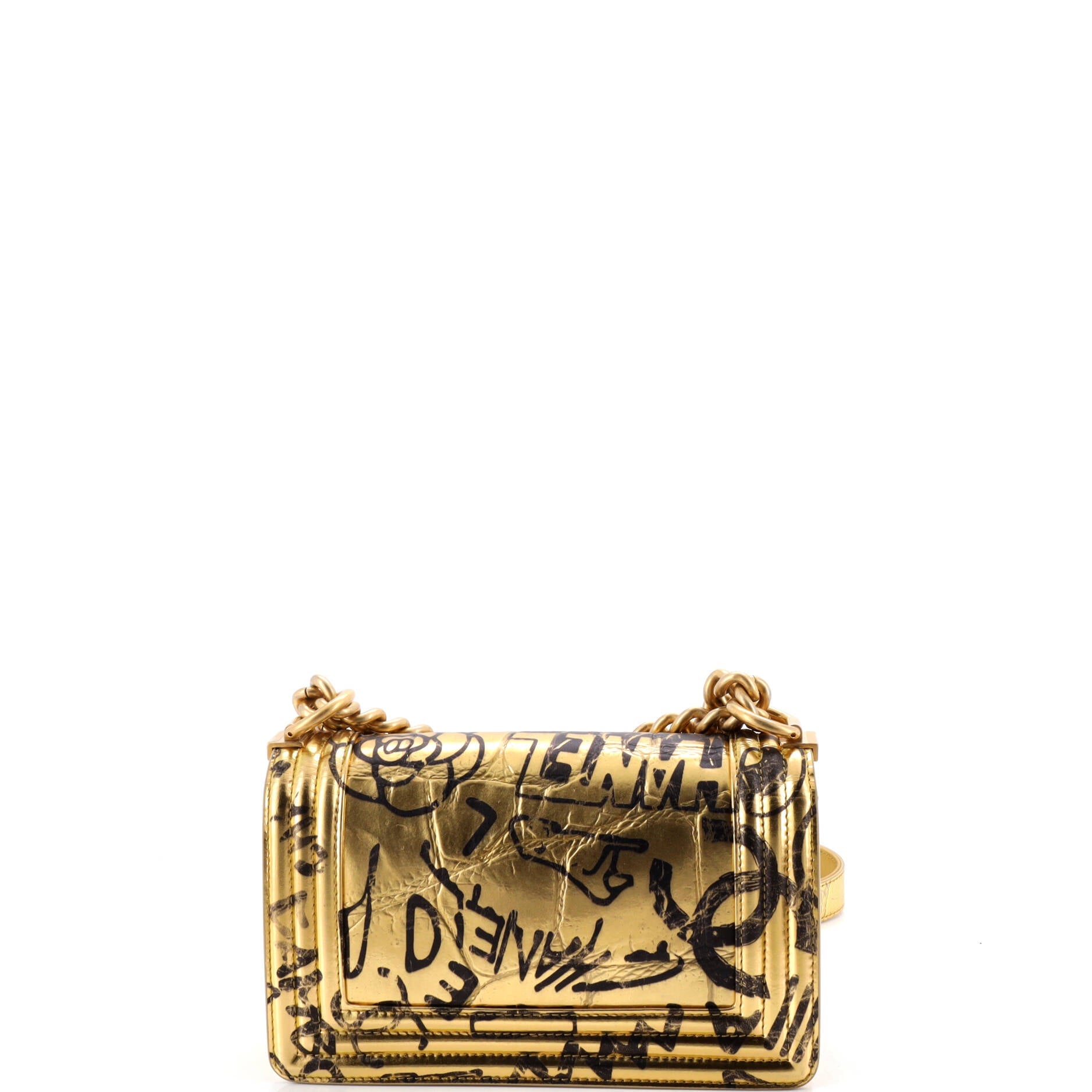 Boy Flap Bag Graffiti Crocodile Embossed Calfskin Small