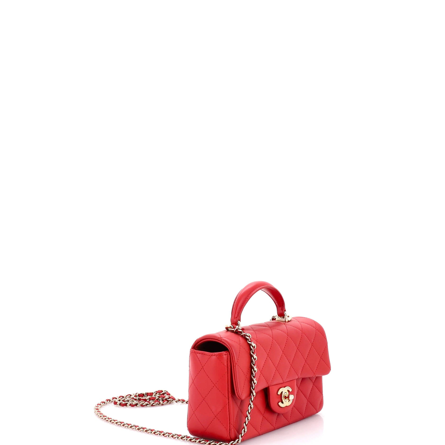 Classic Single Flap Top Handle Bag Quilted Lambskin Mini