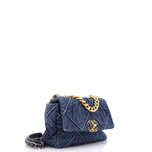 19 Flap Bag Quilted Denim Medium