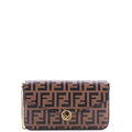 F is Fendi Envelope Clutch on Chain Zucca Embossed Leather