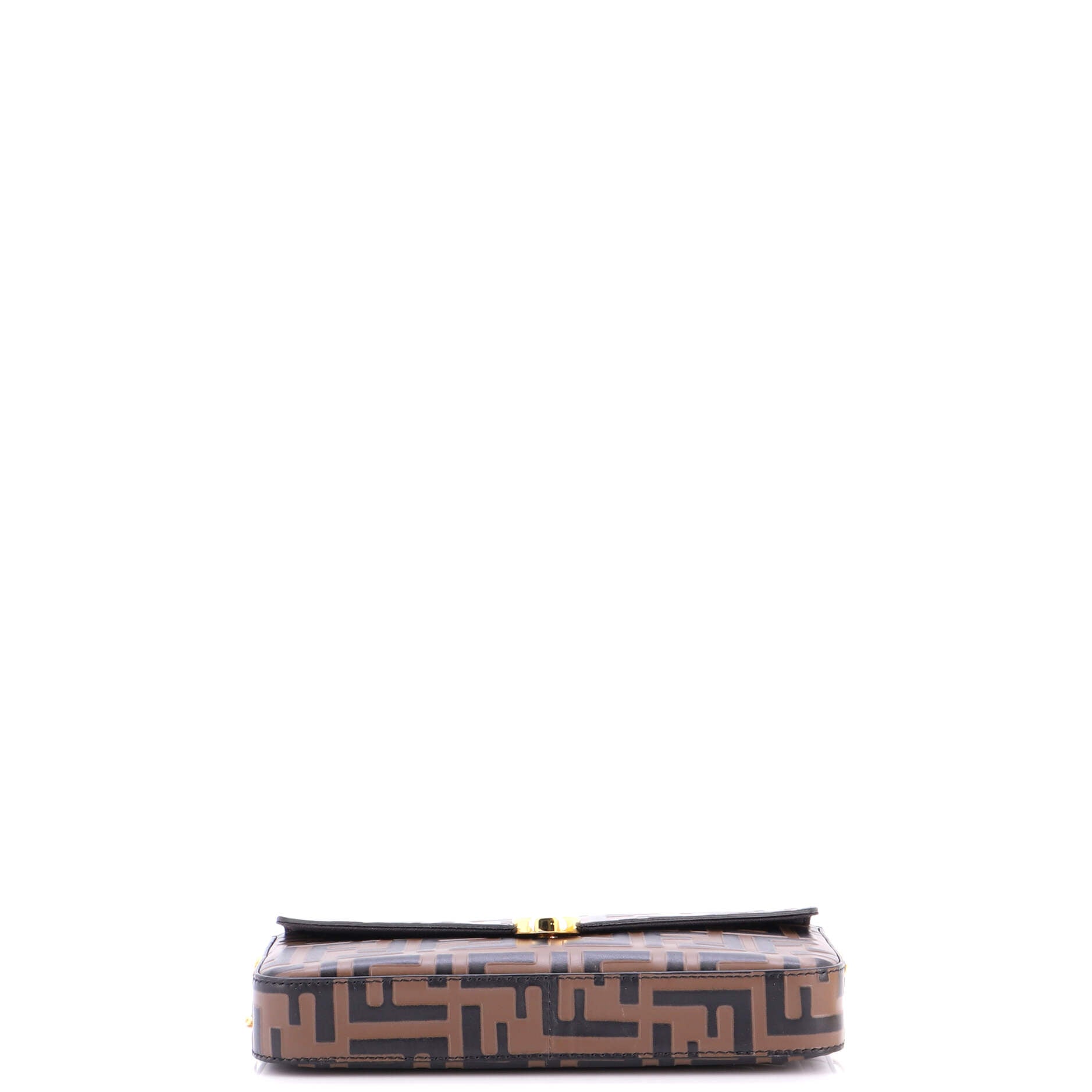F is Fendi Envelope Clutch on Chain Zucca Embossed Leather