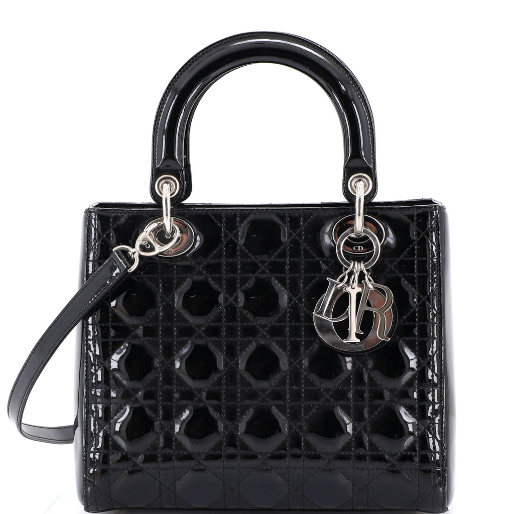 Lady Dior Bag Cannage Quilt Patent Medium