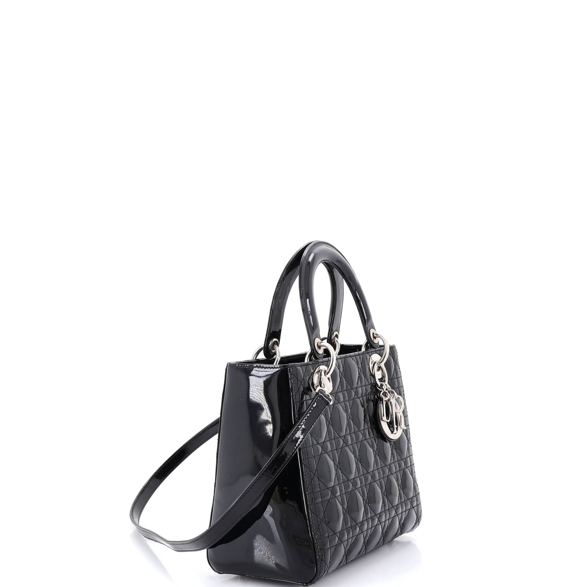 Lady Dior Bag Cannage Quilt Patent Medium