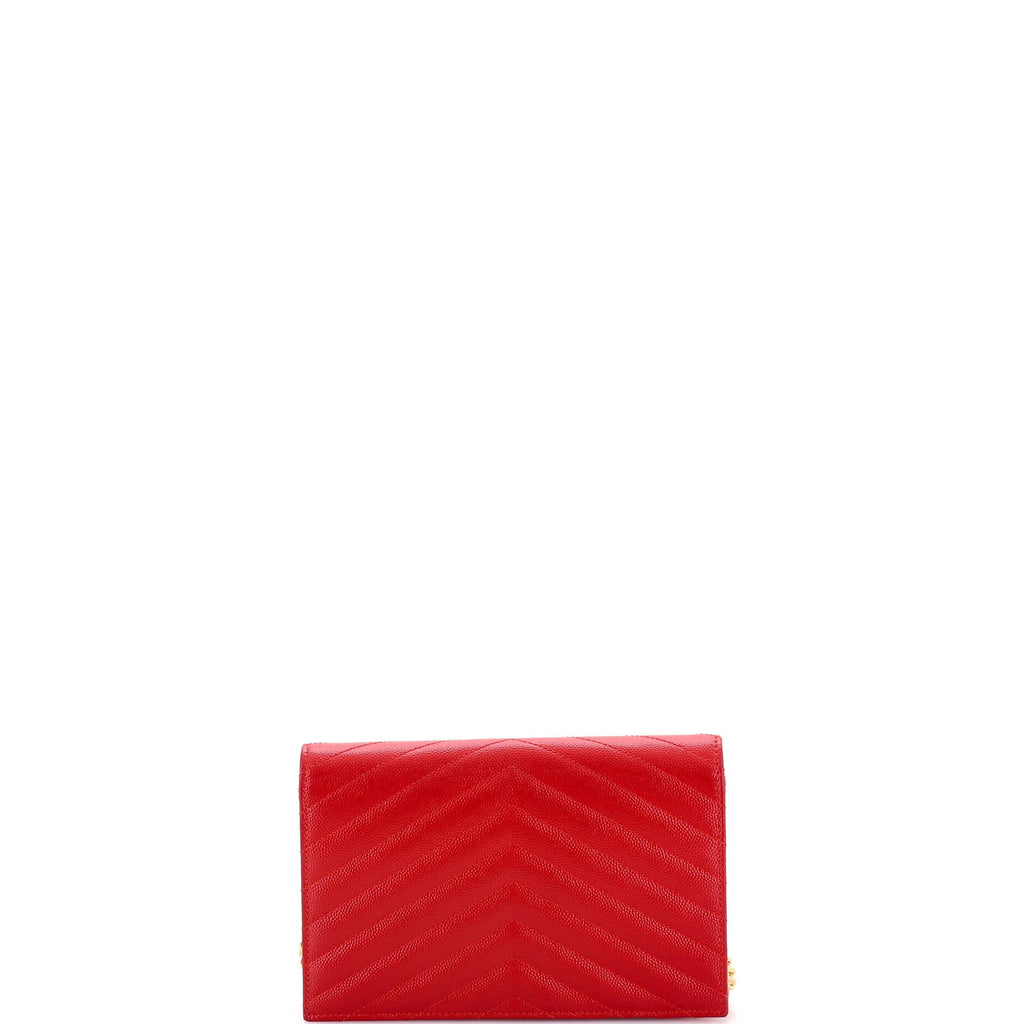 Classic Monogram Wallet on Chain Matelasse Chevron Leather Small