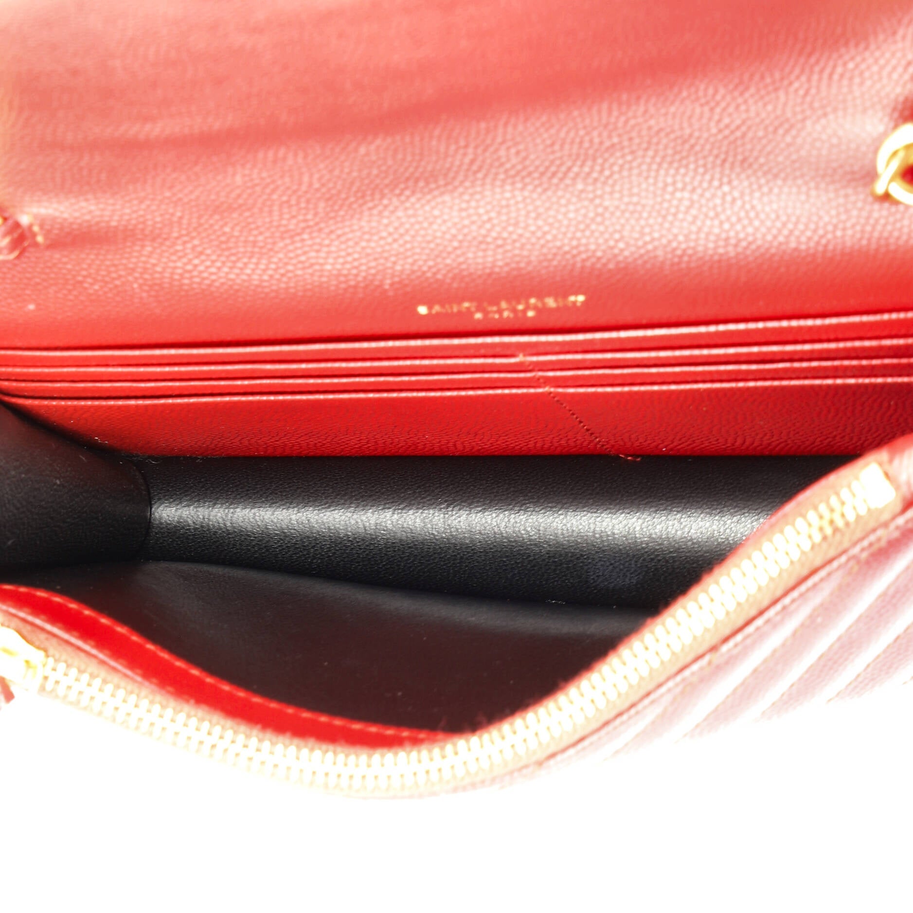 Classic Monogram Wallet on Chain Matelasse Chevron Leather Small