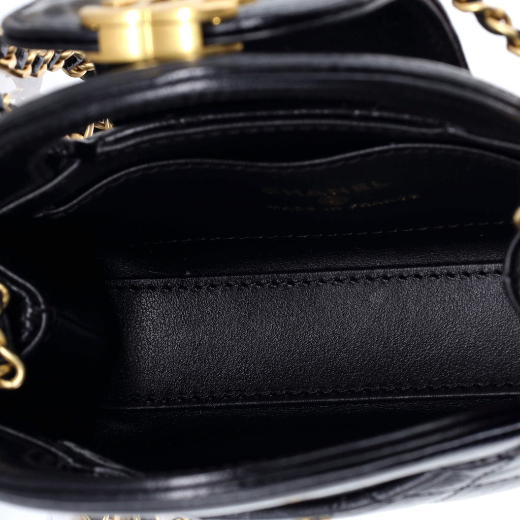 Kelly Top Handle Shopping Bag Quilted Shiny Aged Calfskin Nano