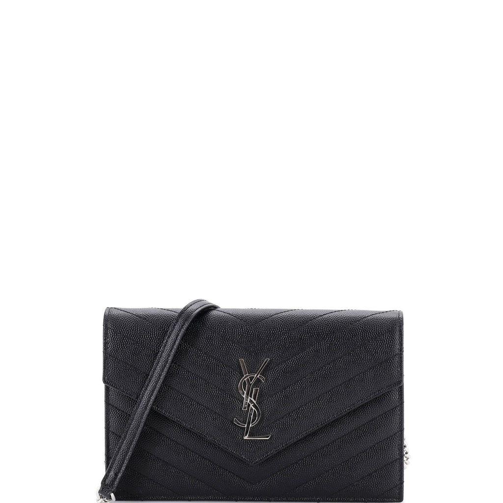 Classic Monogram Wallet on Chain Matelasse Chevron Leather Small