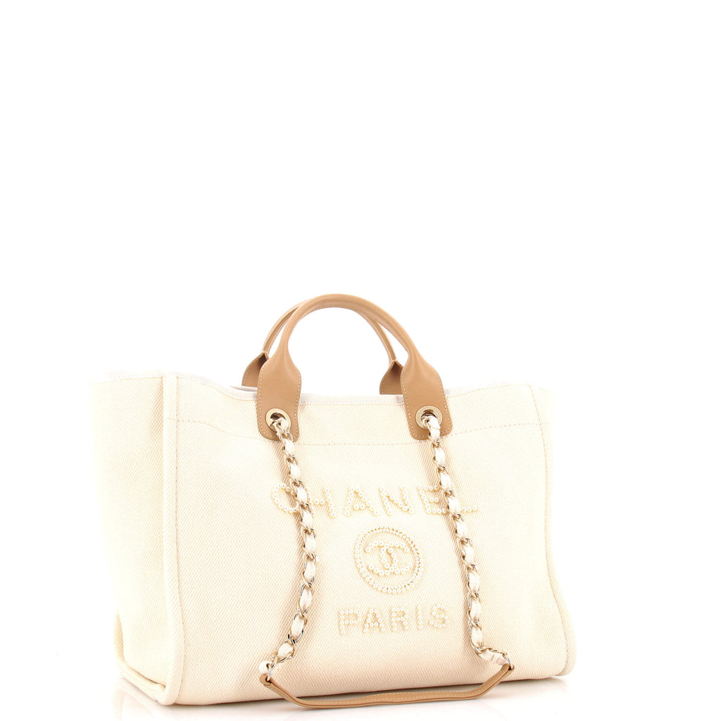 Deauville Tote Pearl Embellished Canvas Medium