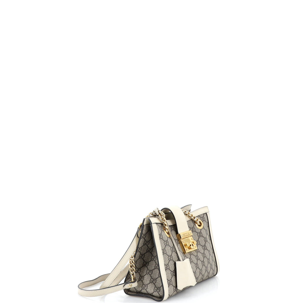Padlock Chain Tote GG Coated Canvas with Leather Small